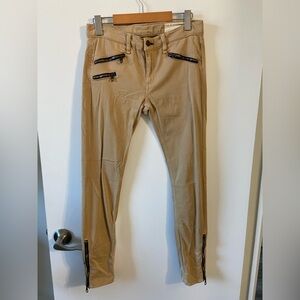 rag & bone size 27 very flattering tan pants w/zipper accents
